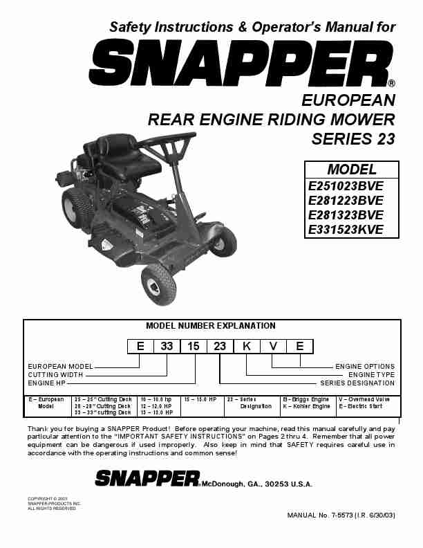 Snapper Lawn Mower E251023BVE, E281223BVE, E281323BVE, E331523KVE-page_pdf